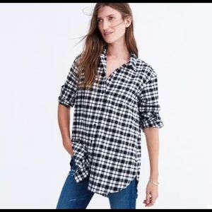 Madewell plaid oversized button flannel top LG New